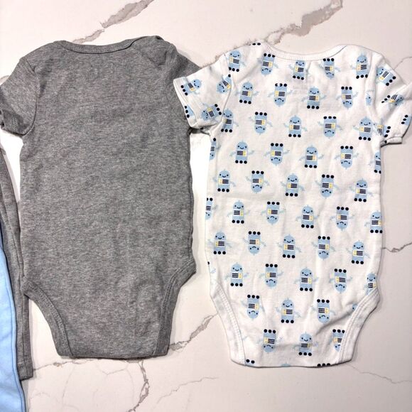 CIRCO | 4-Piece Onesies Pants Baby Set, Light Blue Grey White 6-9M - Picture 4 of 13